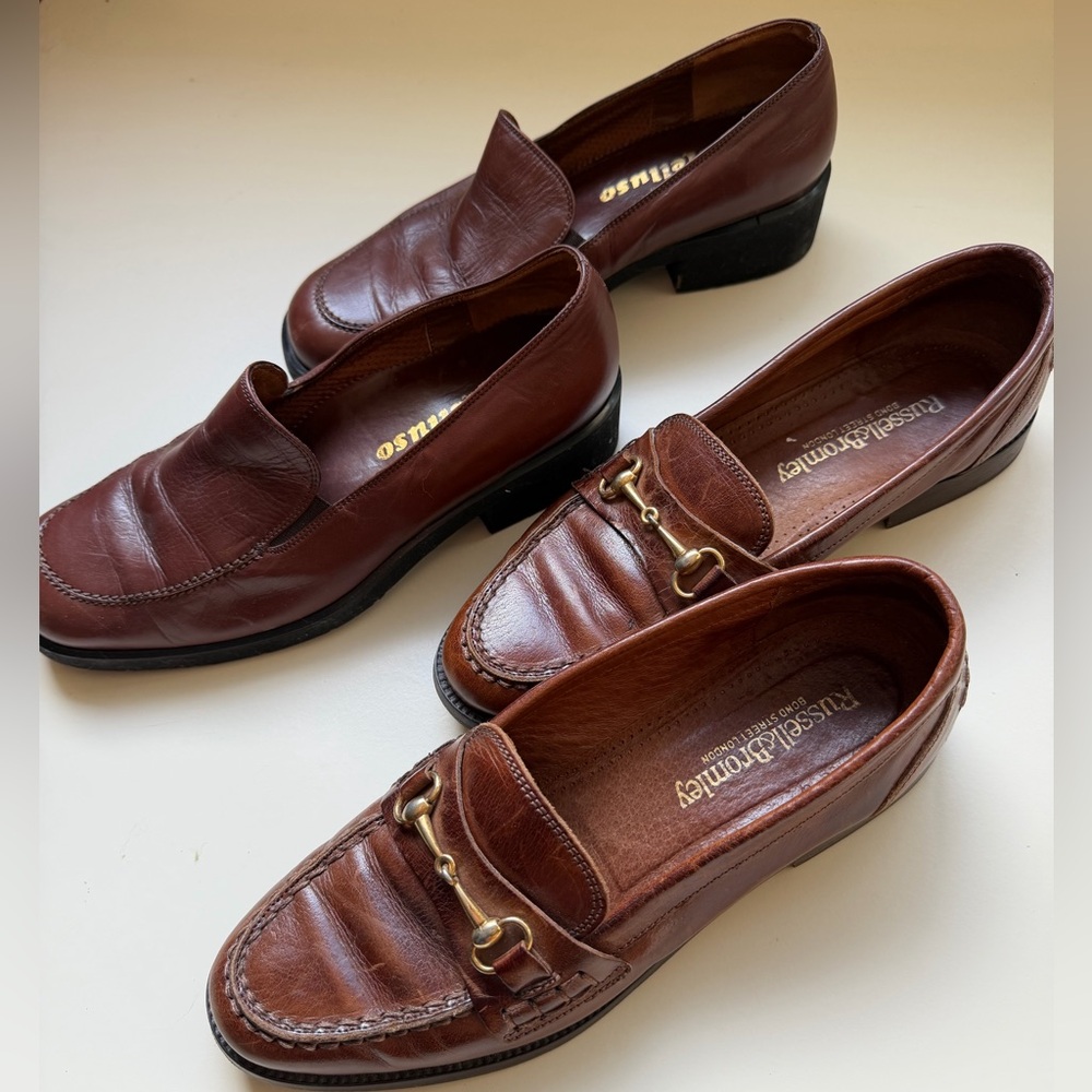 2pair! Italian Leather Loafers: great condition, highest quality women’s shoes!